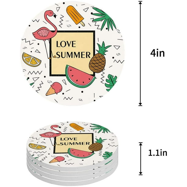Flamingo Tropical Round Ceramic Stone Coaster 4-Piece Set Round Coaster Drink Absorption Coaster with Cork Base 3.9 inches Flamingo Tropical Round Ceramic Stone Coaster 4-Piece Set Round Coaster Drink Absorption Coaster with Cork Base 3.9 inches